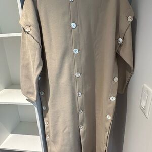 New Beige Button-Up Coat Over size